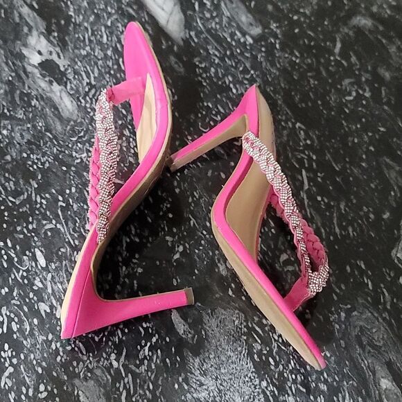 BRAND NEW BEBE AISLINN WOMEN'S RHINESTONE SLIP ON HEELS SANDAL - Picture 12 of 16